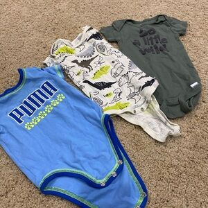 Puma Blue and Green Baby Bodysuit Set